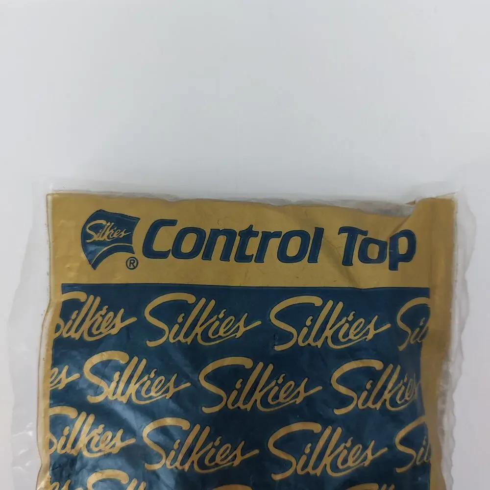Vtg Silkies Womens Pantyhose Control Top Medium Jet Black USA